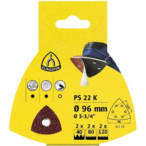 Klingspor 96mm Hook & Loop Sanding Disc GLS15 Hole 40 Grit 25pc 241656