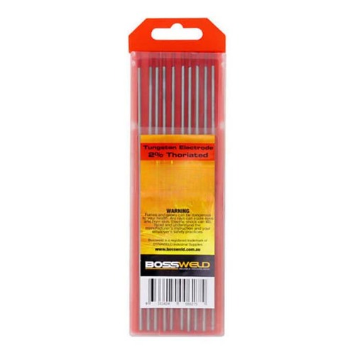 Bossweld 2% Thoriated Tungsten Electrodes 1.6 x 178mm (Pack of 10)