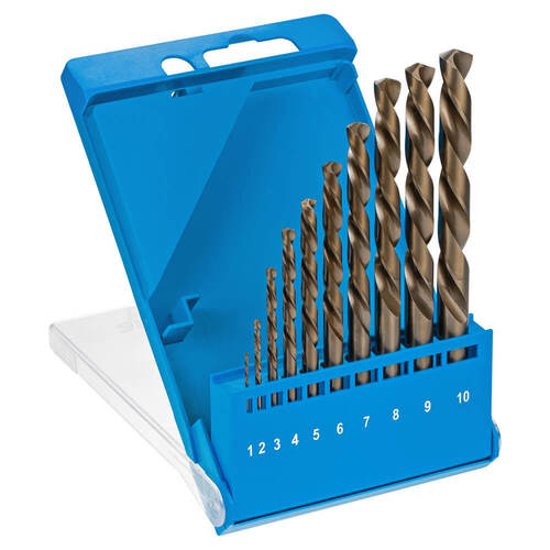 Sutton D202LH10M 10-Piece Left Hand Jobber Drill Set Metric HSS-Cobalt Steel