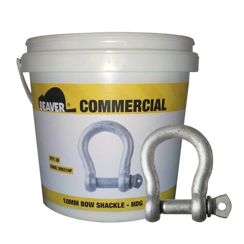 Beaver Commercial Screw Pin Bow Shackle Hot Dip Galvanised- 5mm 3/16" - Pail of 50