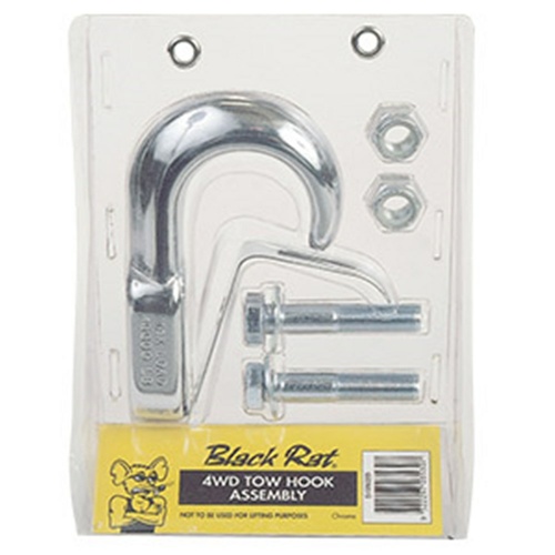 Black Rat 4WD Towing Hook Assembly Forged Steel - 4545kg 4.5Tonne MBS
