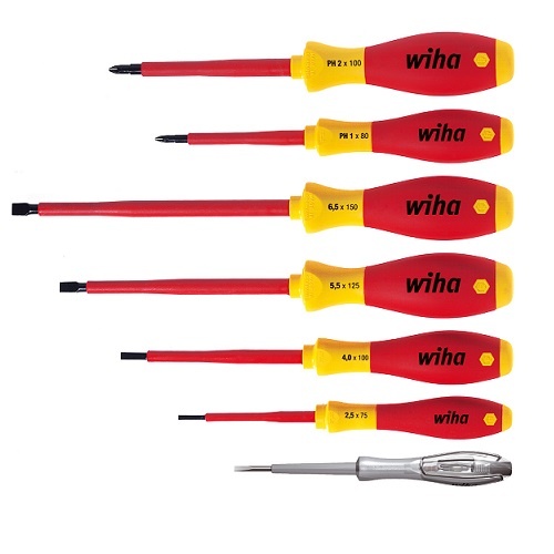 Wiha SoftFinish Insulated Screwdriver 1000V AC, 7 Pieces