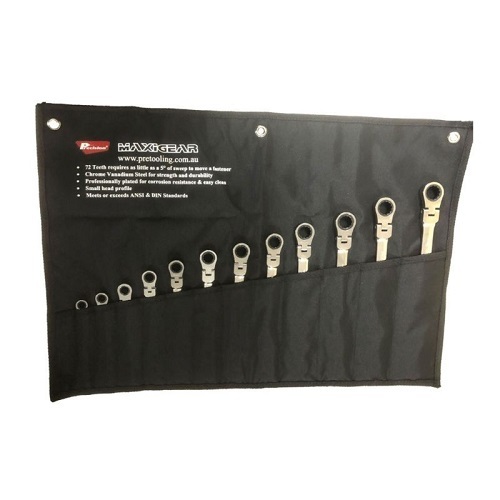 Maxigear Flex Head Ratcheting Wrench, 12 Pieces Metric Set