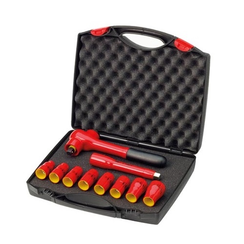 Wiha 1/2" Insulated Reversible Ratchet and Accessories , 10 Pieces