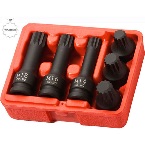 AuzGrip® 1/2" Sq. Drive Impact Tripple Sq. Head Driver Set, 6 Pcs.