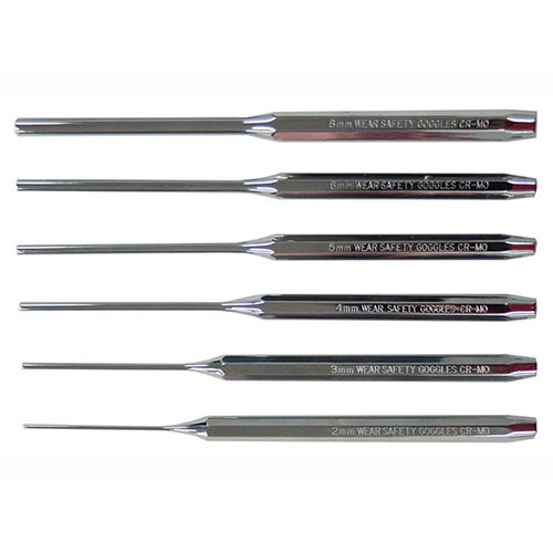 AuzGrip® Long Pin Punch Set, 6 Pieces