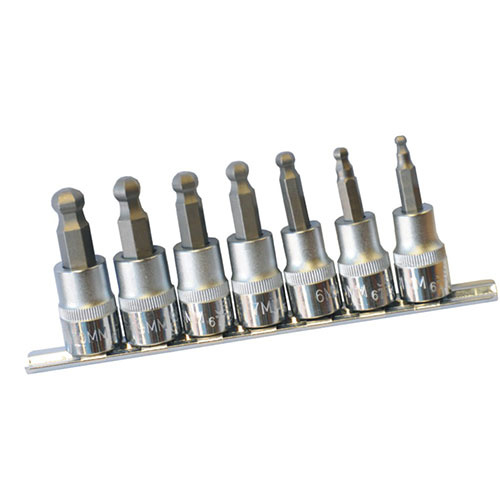 AuzGrip® 3/8" Sq. Dr. 48mm Ball Point Hex Bit Socket Metric Set, 7 Pcs