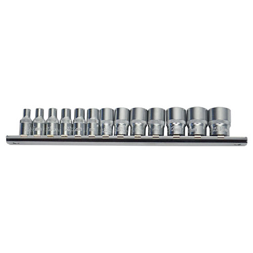 AuzGrip® 1/4" Square Drive 6 Point Socket Metric Set, 13 Pieces