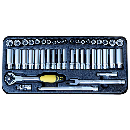 AuzGrip® 1/4'' Sq. Dr. 12 Pt. Deep & Standard Socket Set, 43 Pieces