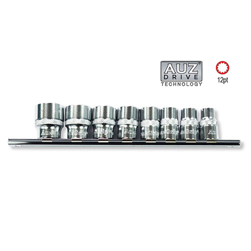 AuzGrip® 3/8" Square Drive 12 Point Socket SAE Set, 8 Pieces