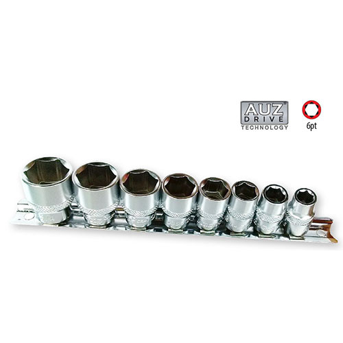 AuzGrip® 3/8" Square Drive 6 Point Socket SAE Set, 8 Pieces