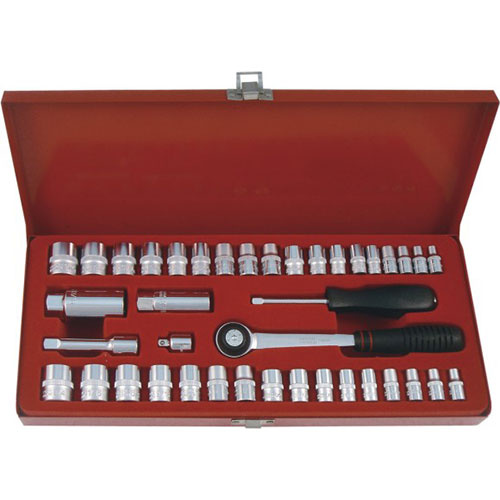 AuzGrip® 1/4'' & 3/8'' Square Drive 6 Point Socket Set, 41 Pieces