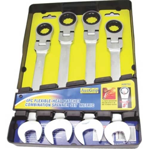 AuzGrip® Flexible Ratchet Spanner Metric Set, 4 Pieces