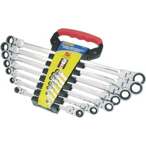 AuzGrip® Double Ring Flexible Ratchet Spanner Metric Set, 7 Pieces