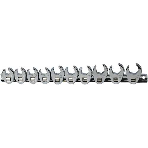 AuzGrip® 3/8'' Sq. Dr. Flare Nut Crowfoot Wrench Metric Set, 10 Pcs
