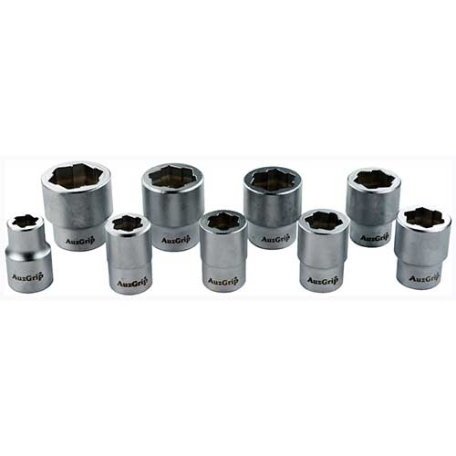 AuzGrip® 3/8" Sq. Dr. Bolt Extractor Socket Imperial Set, 9 Pieces