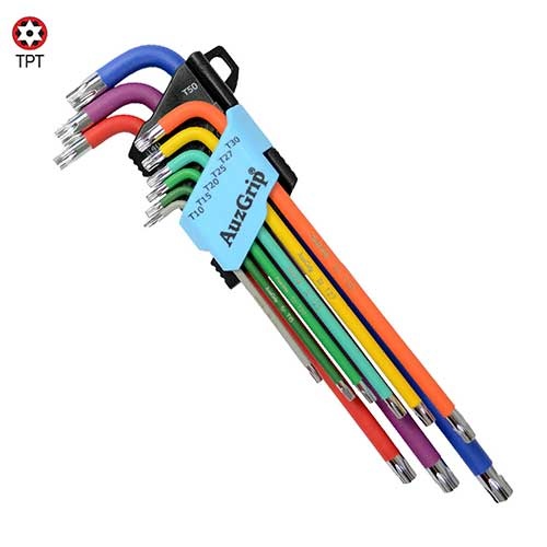 AuzGrip® Extra Long Tamperproof Torx Key Set, 9 Pieces