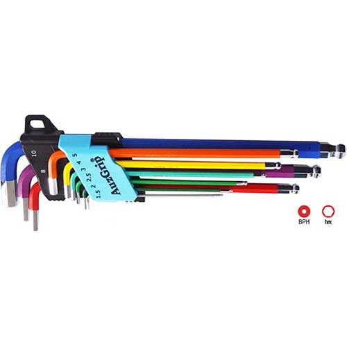 AuzGrip® Extra Long Ball Point Hex Key Set, 9 Pieces