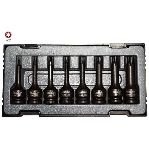 AuzGrip® 1/2'' Square Drive Impact Torx Bit Socket Set 78mm, 8 Pieces