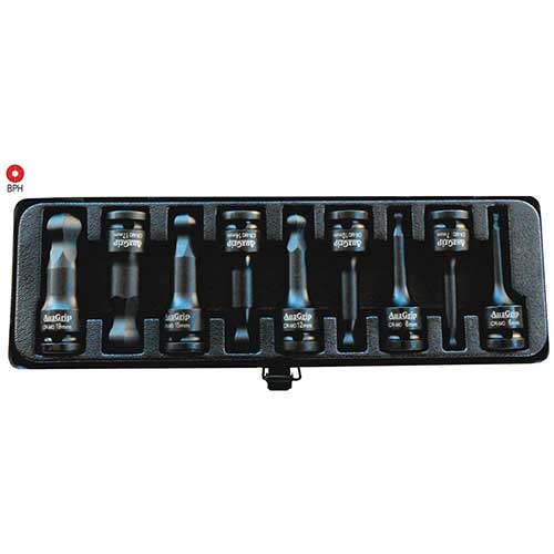 AuzGrip® 1/2'' Sq. Dr. Impact Ball End Hex Bit Socket Metric Set, 9Pcs