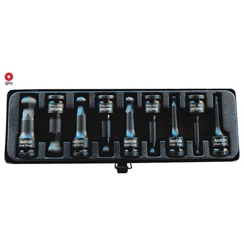 AuzGrip® 1/2'' Sq. Dr. Impact Ball End Hex Bit Socket SAE Set, 9Pcs.