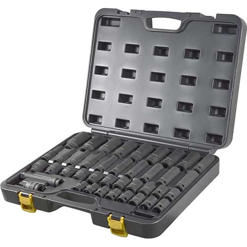 AuzGrip® 1/2'' Sq. Dr. 6Pt. Deep & Standard Impact Socket SAE, 34Pcs