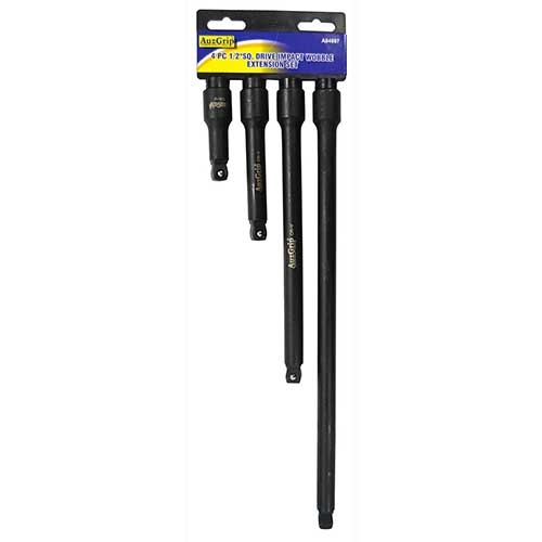 AuzGrip® 1/2" Square Drive Impact Wobble Extension Set, 4 Pieces