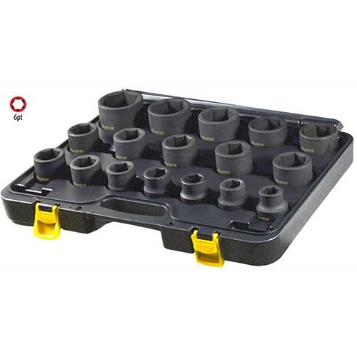 AuzGrip® 3/4'' Square Drive 6 Point Impact Socket Metric Set, 17 Pcs.