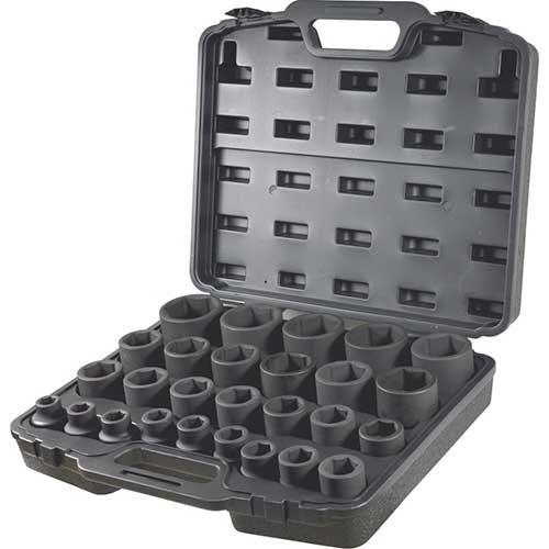 AuzGrip® 3/4'' Sq. Drive 6 Point Impact Socket Imperial Set, 27 Pcs.