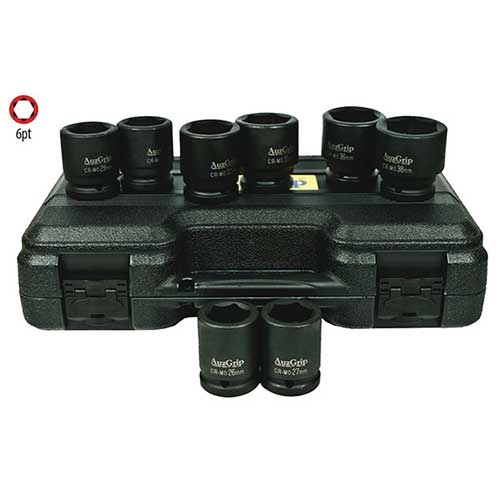 AuzGrip® 3/4'' Square Drive 6 Point Impact Socket Imperial Set, 8 Pcs.