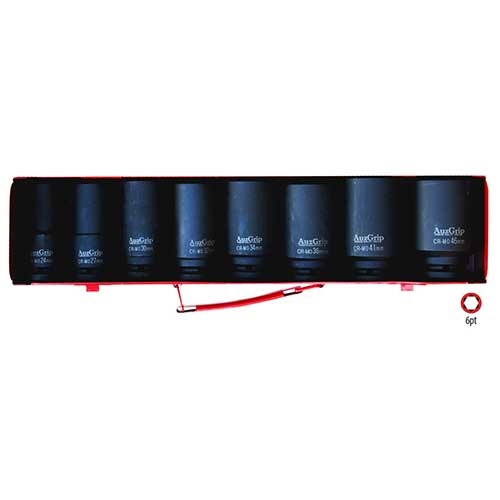 AuzGrip® 3/4'' Sq. Drive 6 Pt. Deep Impact Socket Imperial Set, 8 Pcs.
