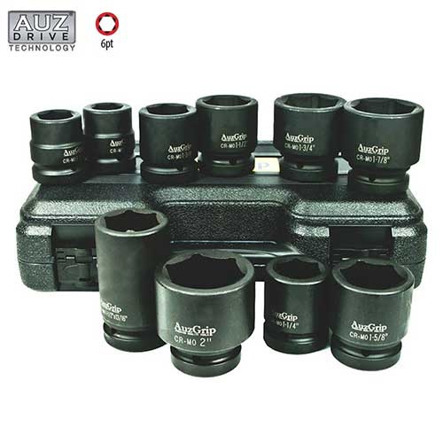 AuzGrip® 1'' Square Drive Impact Socket Imperial Set, 10 Pieces