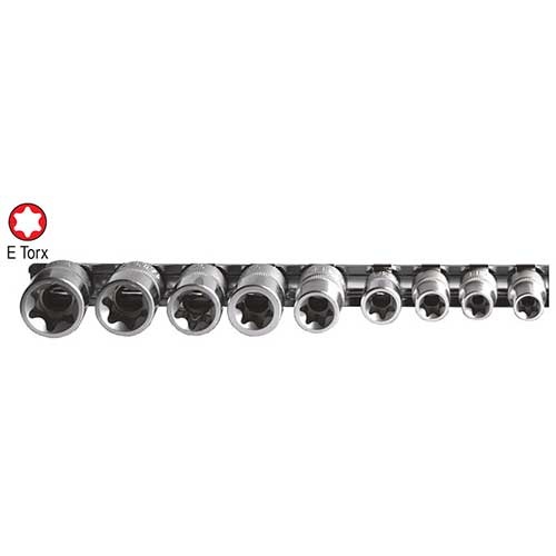AuzGrip® 1/2" Square Drive E-Torx Socket Set, 9 Pieces