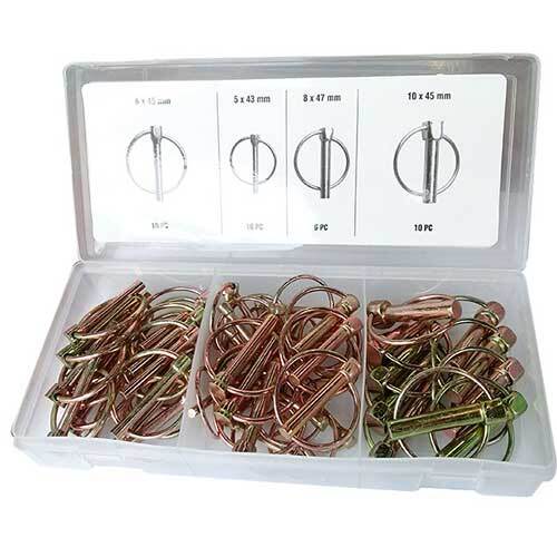 Grip® Linch Pin Assortment Set (5mm, 6mm, 8mm, 10mm), 50 Pieces