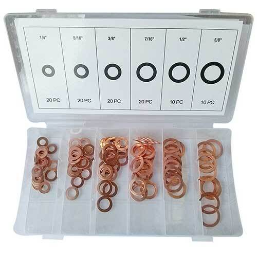 Grip® Copper Washer Assortment Set, 100 Pieces