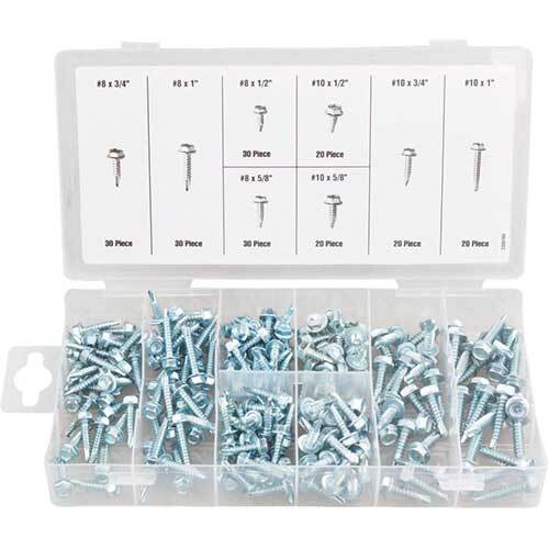 Grip® Hex Head Self Drilling Screw Assortment Set, 200 Pieces