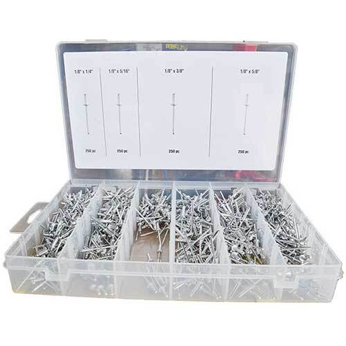 GripÂ® Rivet Set (1/8x1/4", 1/8x 5/16", 1/8x3/8", 1/8x5/8"), 1000 Pcs