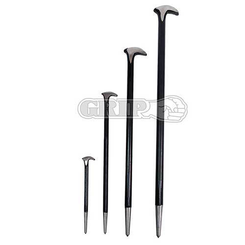 Grip® Rolling Head Pry Bar Set (6", 12", 16" and 20"), 4 Pieces
