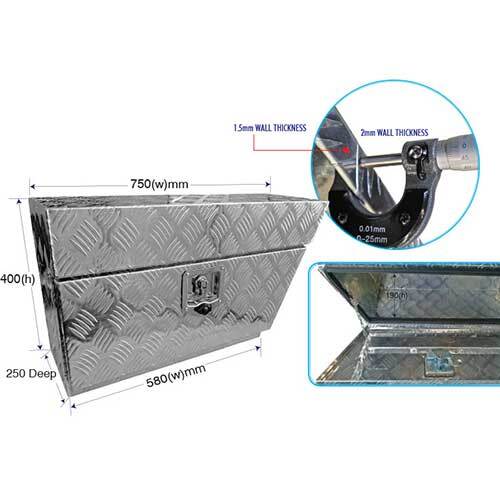 Grip® 750 x 250 x 400mm Aluminium Under Ute Tool Box Right Side