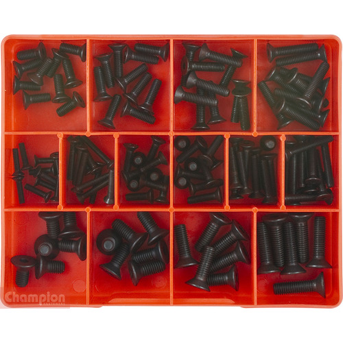 Champion CA1419 Countersunk Socket Head Cap Screw Assortment Kit, 124 Pcs