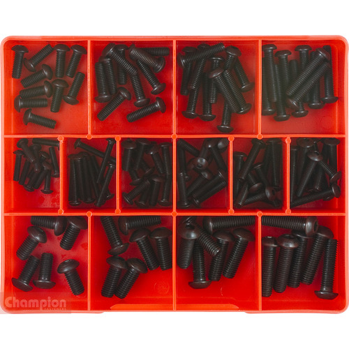 Champion CA1420 Button Head Cap Screw Assortment Kit, 124 Pieces