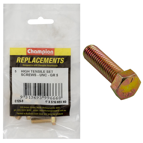 Champion C125-9 1 x 5/16" UNC Set Screw , 5-Pack