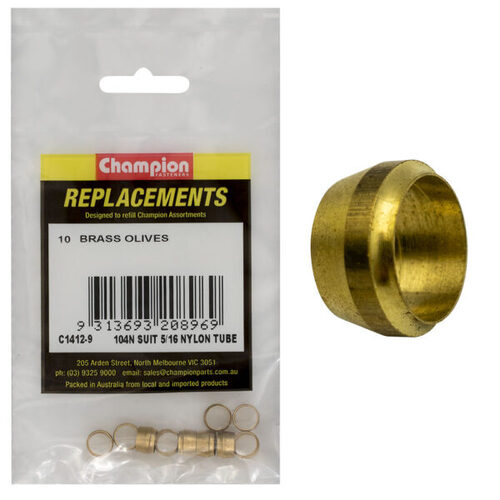 Champion C1412-9 Brass Olive 104N Suit 5/16" Nylon Tube - 10/Pack