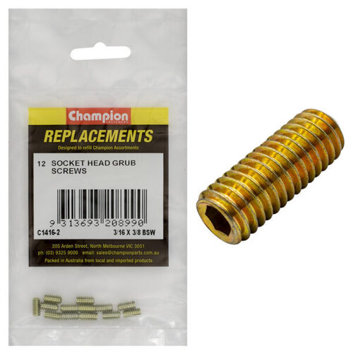 Champion C1416-2 BSW Grub Screw 3/16 x 3/8" - 12/Pack