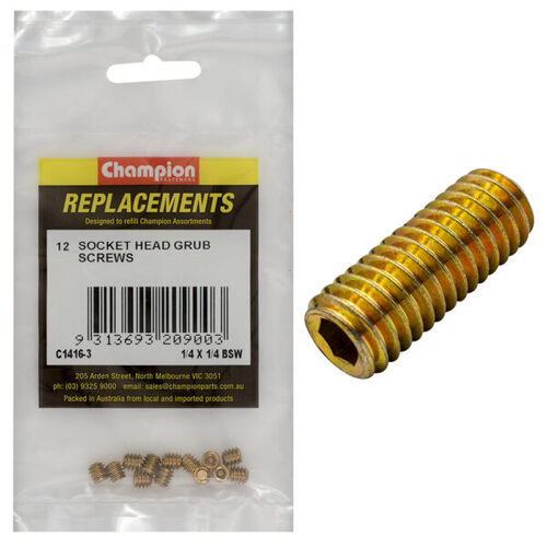 Champion C1416-3 BSW Grub Screw 1/4 x 1/4" - 12/Pack