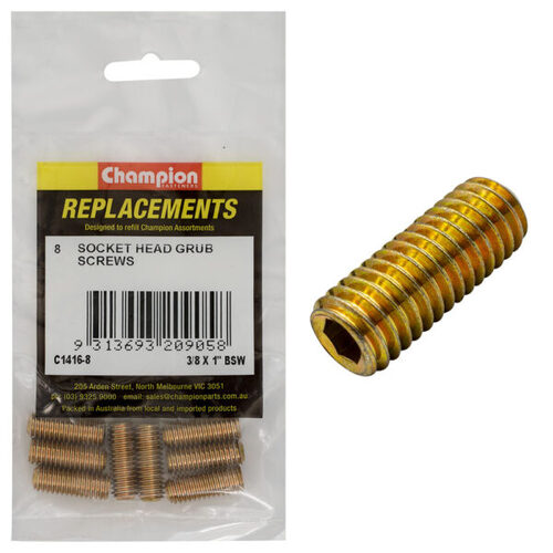 Champion C1416-8 BSW Grub Screw 3/8 x 1" - 8/Pack