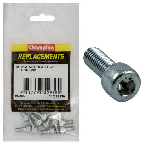 Champion C1418-5 BSW Socket Head Cap Screw 1/4 x 1/2" - 10/Pack