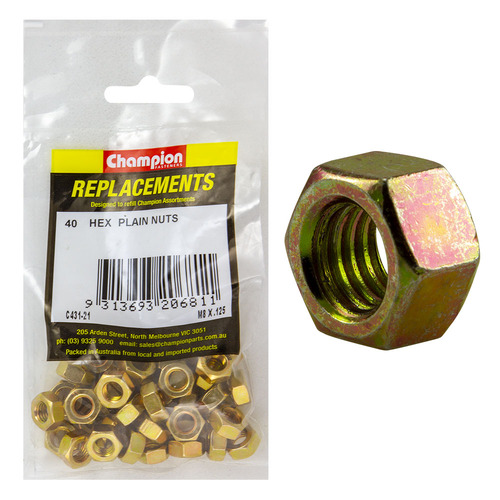 Champion C431-21 Metric M8 x 1.25mm Hex Nut Class 8 -  40/Pack