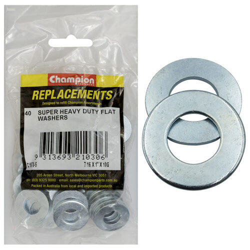 Champion C1670-5 Heavy Duty Flat Washer 7/16 x 1" x 10G - 40/Pack