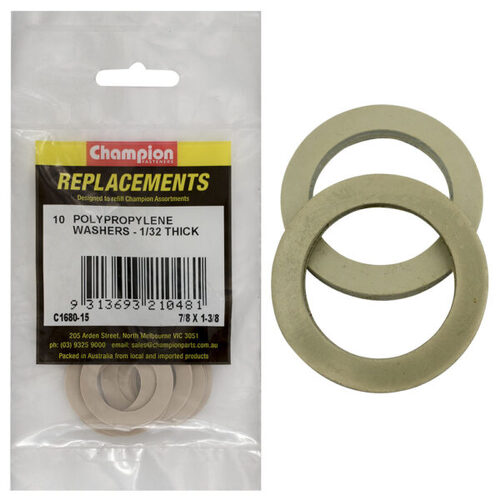 Champion C1680-15 Polypropylene Washer 7/8 x 1-3/8" - 10/Pack
